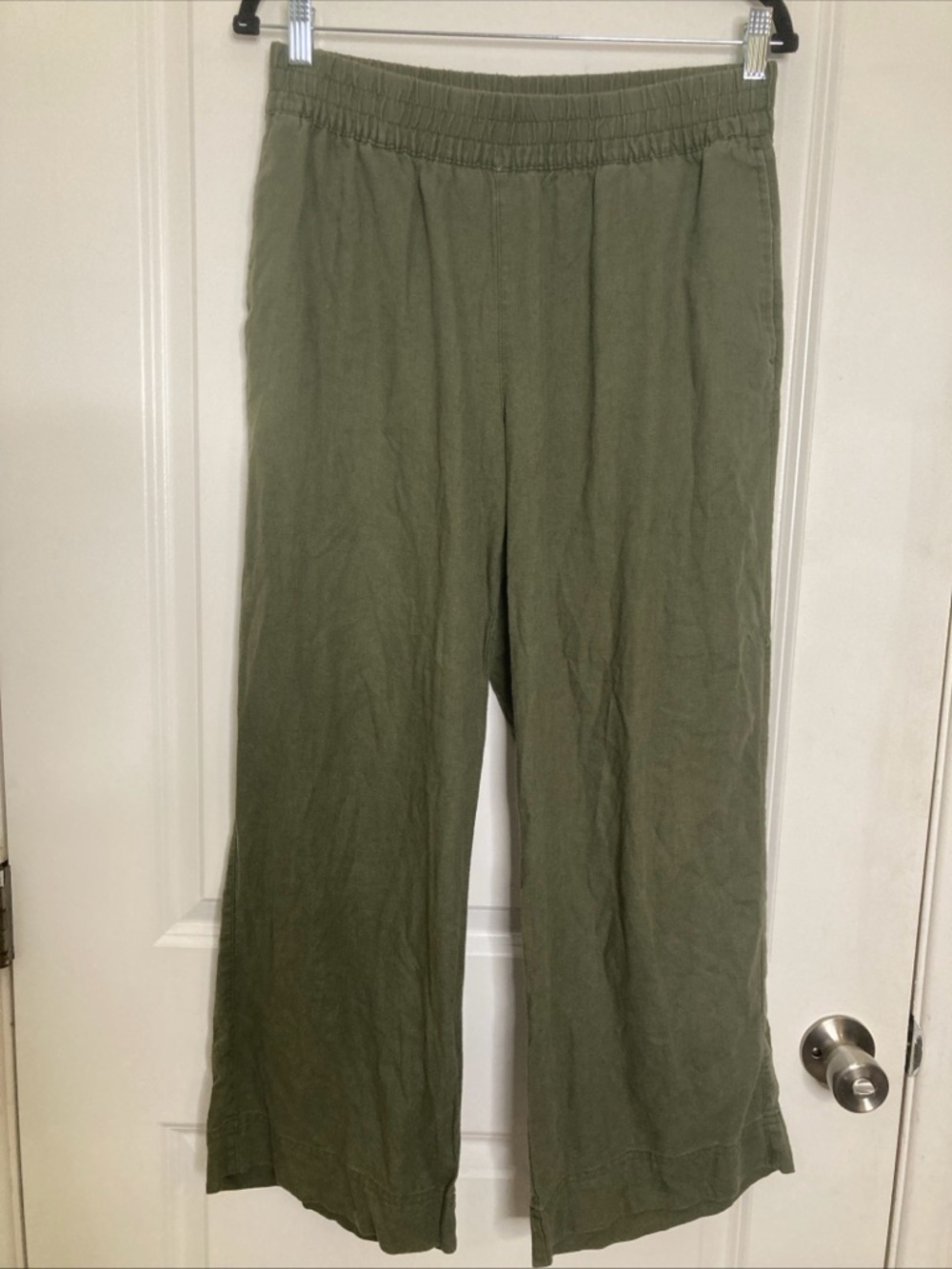Old Navy Olive Green Linen Blend High-Rise Wide Leg Comfort Waist Pants Petite M